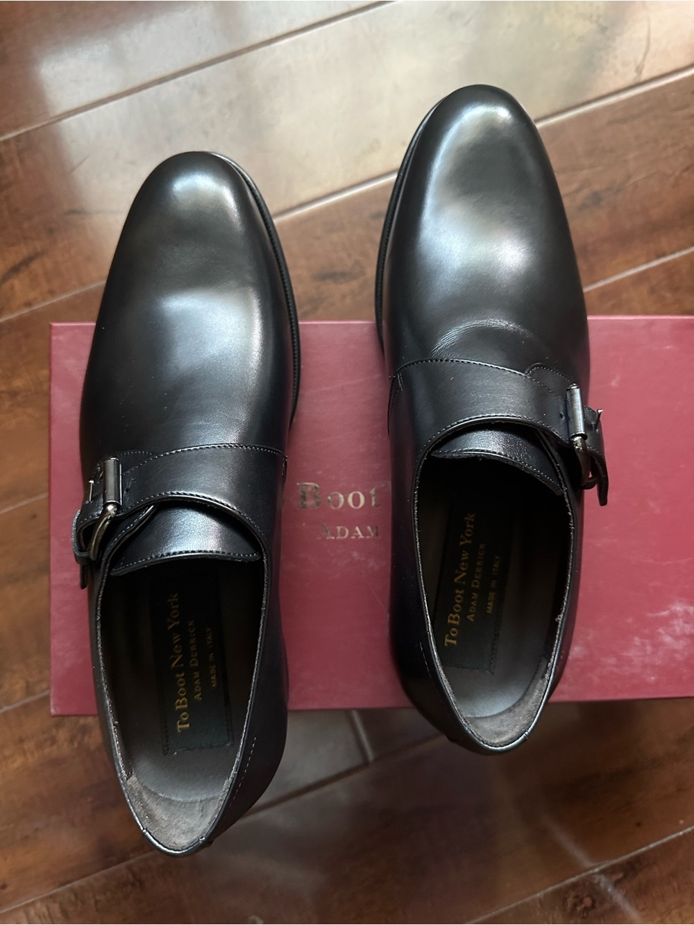 To Boot New York Black Single Monk Strap Leather Oxfords